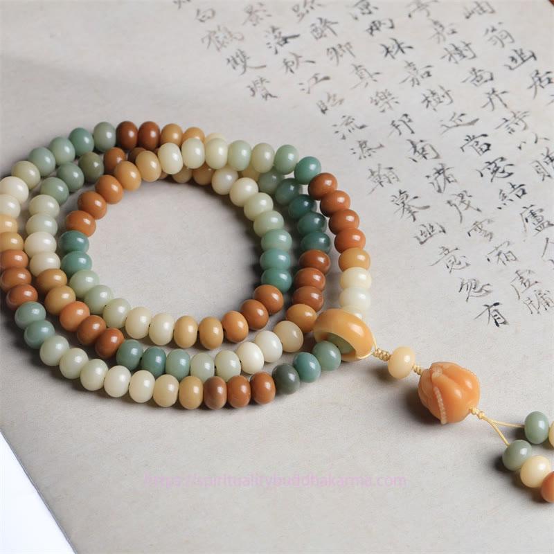 Spirituality Buddha Karma 108 Mala Beads Gradient Bodhi Seed Buddha Hand Engraved Peace Bracelet