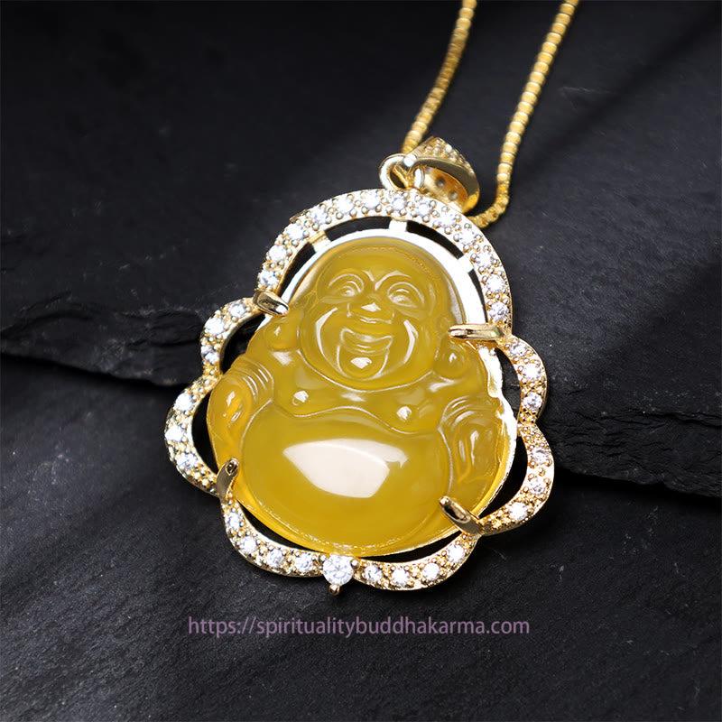 Jade  Good Luck Laughing Buddha Necklace