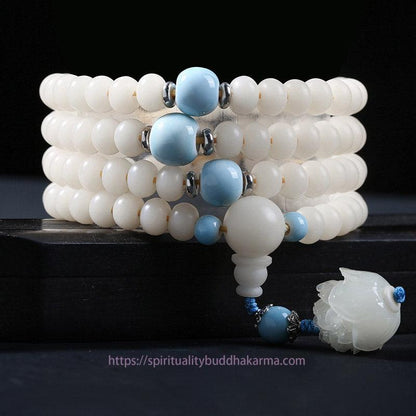 Spirituality Buddha Karma Bodhi Seed Bead Lotus Blessing Charm Bracelet
