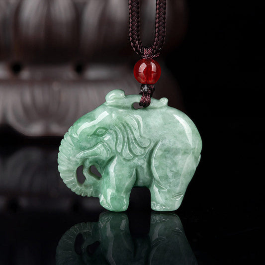 Jade  Elephant Jade Luck Strength Necklace String Pendant