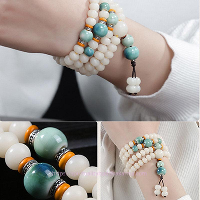 Spirituality Buddha Karma Bodhi Seed Bead Lotus Blessing Charm Bracelet