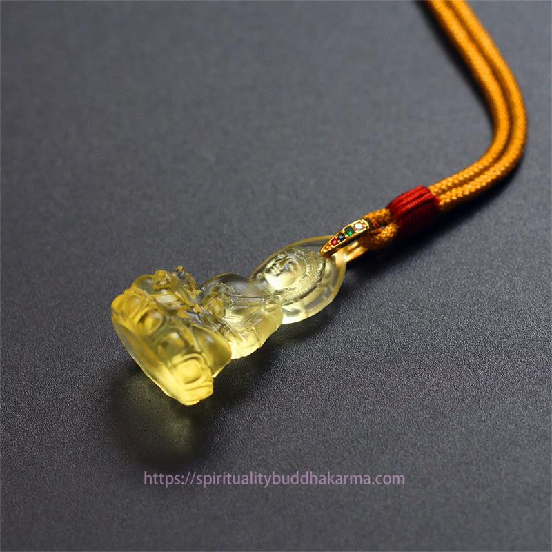 Buddha Energy Necklace Blue Tathagata Buddha Medicine Buddha Liuli Crystal Serenity Amulet Necklace Pendant