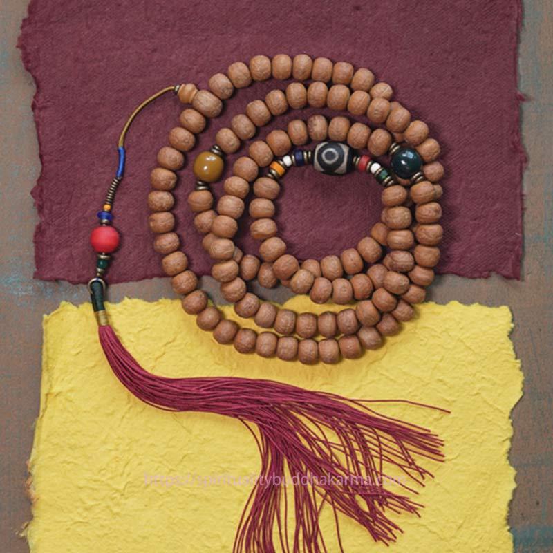 Spirituality Buddha Karma 108 Mala Beads Bodhi Seed Dzi Bead Peace Tassel Bracelet