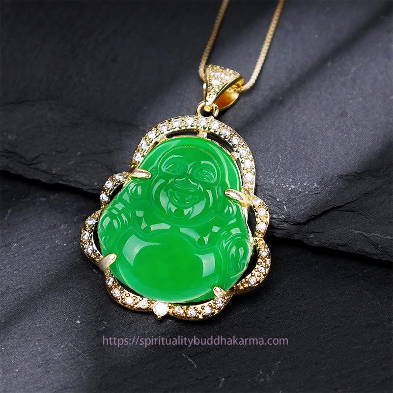 Jade  Good Luck Laughing Buddha Necklace
