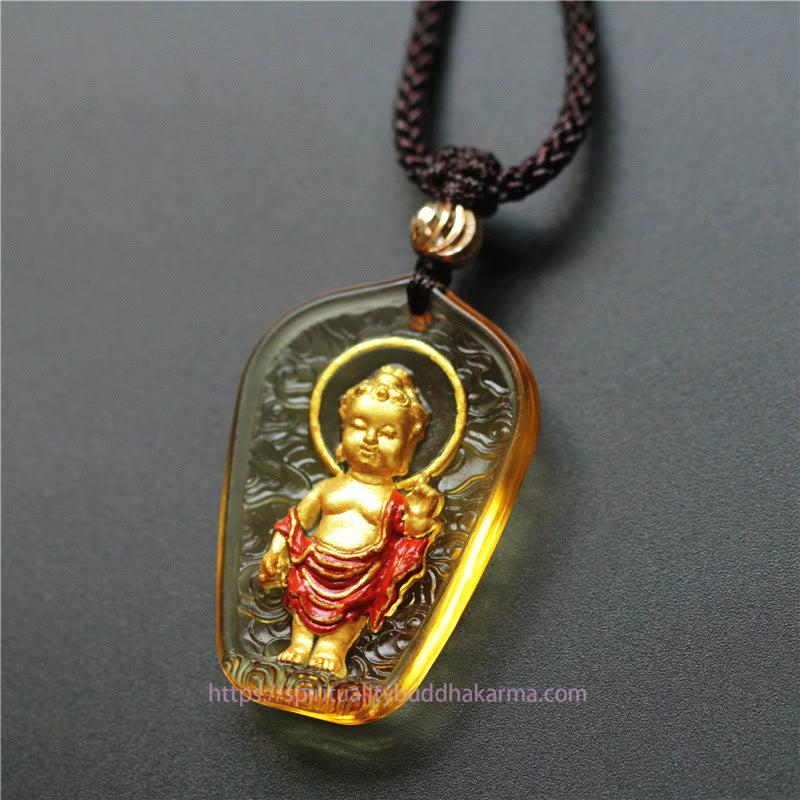Buddha Energy Necklace Tibetan Buddha Liuli Crystal Serenity Necklace Pendant