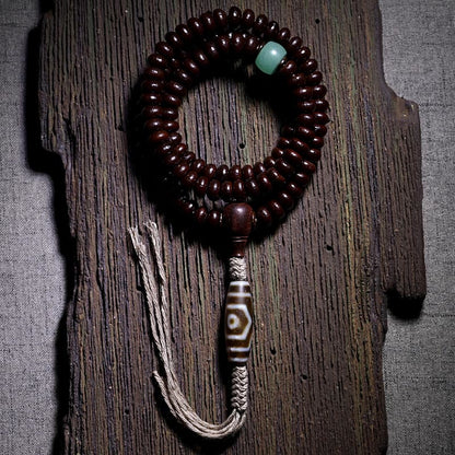Spirituality Buddha Karma Natural Tibet 108 Mala Beads Purple Bodhi Seed Three-eyed Dzi Bead Copper Dorje Harmony Bracelet