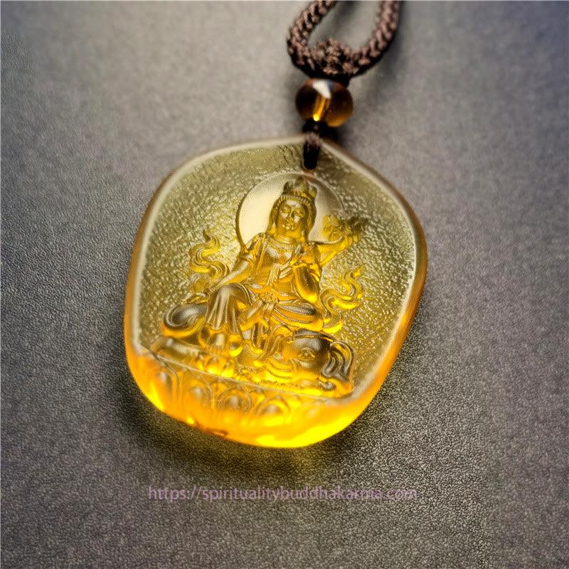 Buddha Energy Necklace Chinese Zodiac Natal Buddha Blessing Liuli Crystal Compassion Necklace Pendant