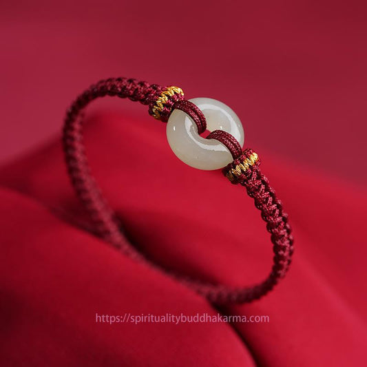 Jade  Peace Buckle Jade Abundance Braided Bracelet