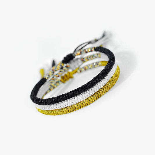 Ancient Tibetan Buddhist Red String Tradition  3Pcs Tibetan Handmade Multicolor King Kong Knot Amulet Bracelet