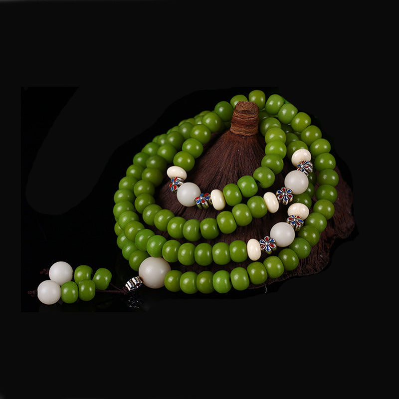 Cyan Bodhi Seed Mala 108 Beads Success Bracelet Necklace