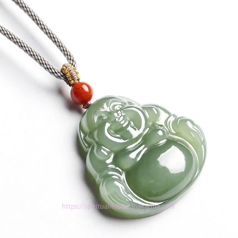 Buddha Energy Necklace Laughing Buddha Hetian Jade Abundance Necklace String Pendant