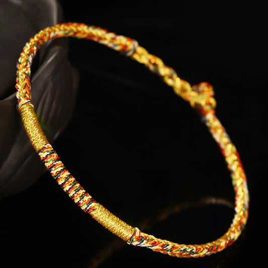 Spirituality Buddha Karma Handmade Gold Multicolored Rope Protection Braided Bracelet Anklet