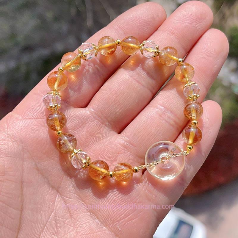 Golden Energy Citrine Peace Buckle Wealth Solar Plexus Chakra (Third Chakra) Crystal Prosperity Bracelet