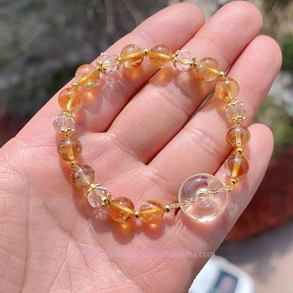 Golden Energy Citrine Peace Buckle Wealth Solar Plexus Chakra (Third Chakra) Crystal Prosperity Bracelet
