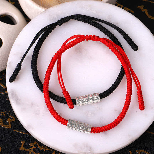 Ancient Tibetan Buddhist Red String Tradition  Om Mani Padme Hum Luck Protection Red String Bracelet