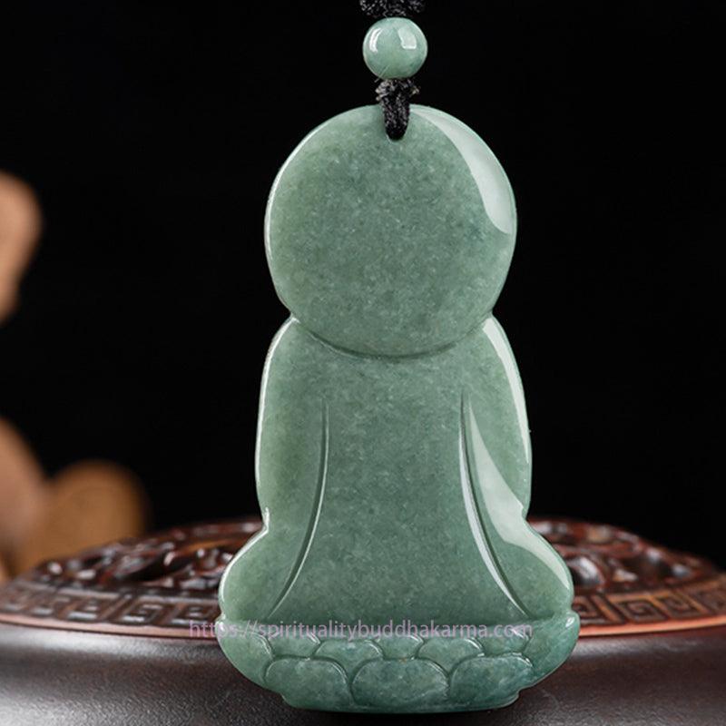Jade  Amitabha Buddha Jade Amulet Compassion String Necklace