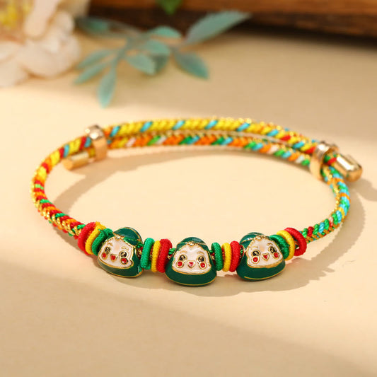 Ancient Tibetan Buddhist Red String Tradition  Colorful Rope Zongzi Pattern Luck Handmade Child Adult Bracelet