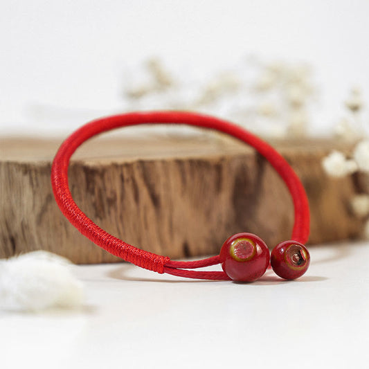 Ancient Tibetan Buddhist Red String Tradition  FengShui Lucky Red String Ceramic Bracelet