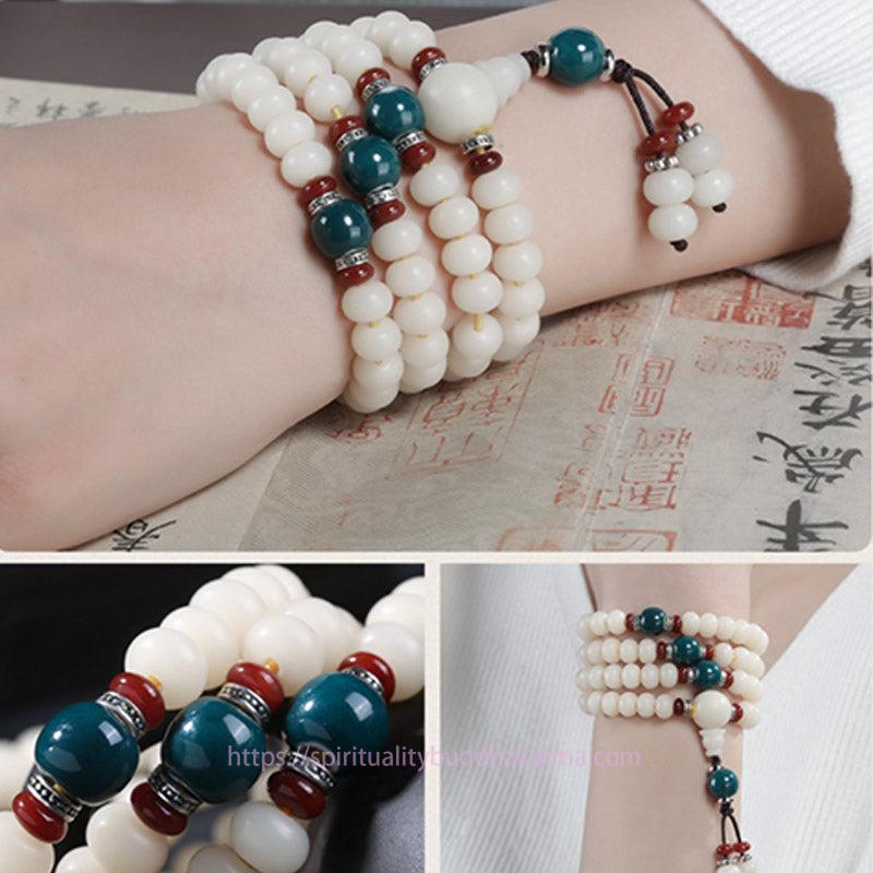 Spirituality Buddha Karma Bodhi Seed Bead Lotus Blessing Charm Bracelet