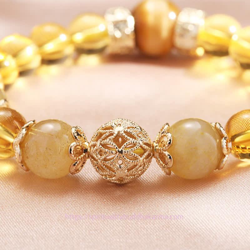 Golden Energy Citrine Wealth Solar Plexus Chakra (Third Chakra) Generosity Prosperity Beaded Bracelet
