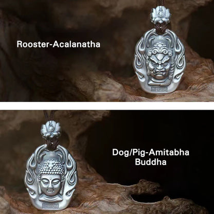 Buddha Energy Necklace Chinese Zodiac Natal Buddha Om Mani Padme Hum Lotus Compassion Necklace Pendant