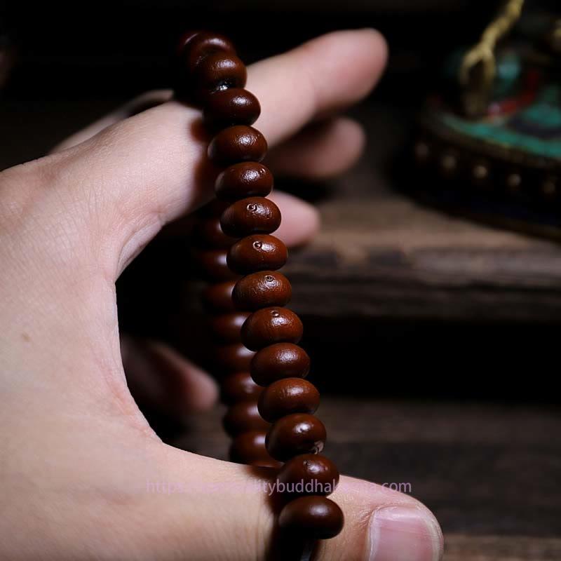 Spirituality Buddha Karma Natural Tibet 108 Mala Beads Purple Bodhi Seed Three-eyed Dzi Bead Copper Dorje Harmony Bracelet