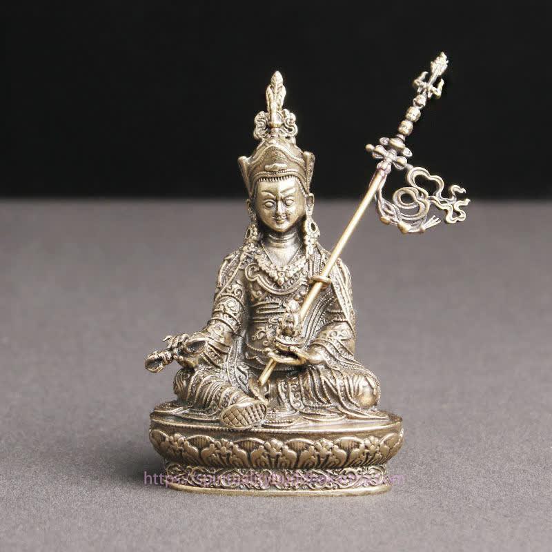 Spirituality Padmasambhava Buddha Figure Serenity Copper Statue Decoration Temple Ornament