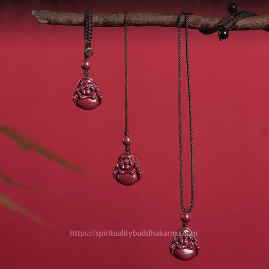 Buddha Energy Necklace Laughing Buddha Cinnabar Blessing Necklace Pendant Phone Hanging Decoration Key Chain