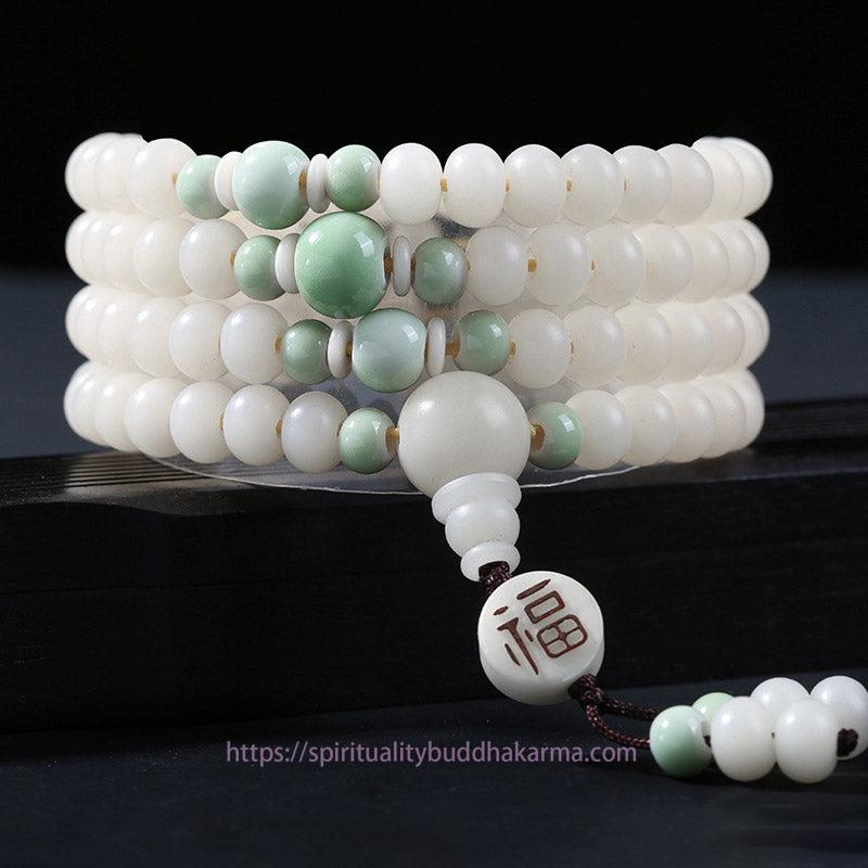 Spirituality Buddha Karma Bodhi Seed Bead Lotus Blessing Charm Bracelet