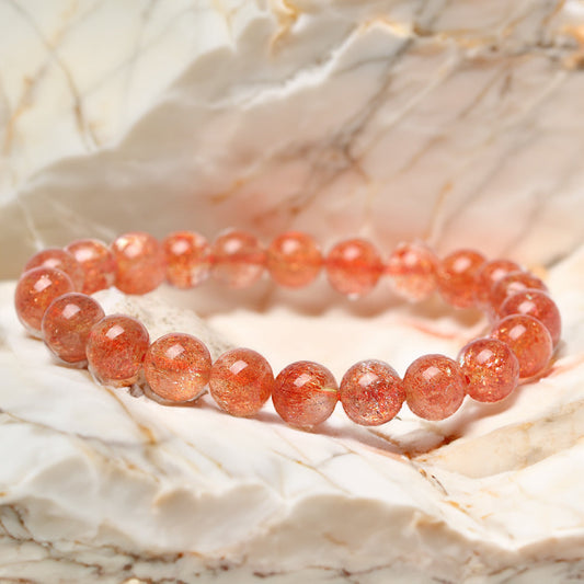 N019 Natural Sunstone Crystal Bracelet - Energize Your Solar Plexus Chakra and Boost Vitality