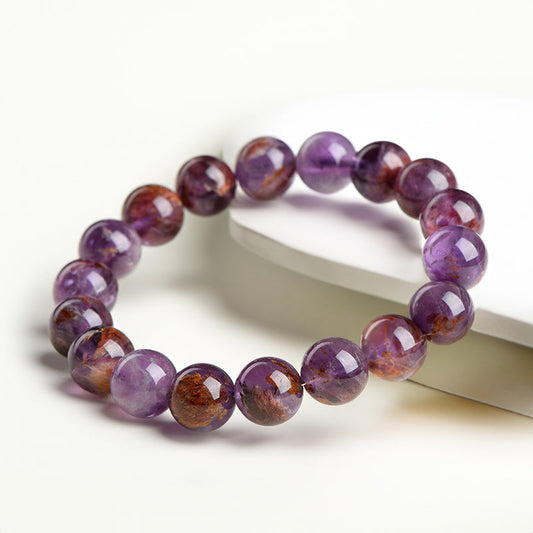 N016 Natural Purple Titanium Phantom Crystal Bracelet - Enhance Intuition and Balance Third Eye Chakra