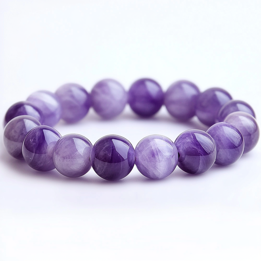 N018 Natural Dreamy Lavender Layered Amethyst Crystal Bracelet - Protective and Healing Stone, Dispels Negative Energy, Attracts Positive Energy and Good Fortune. Experience tranquility and spiritual elevation.