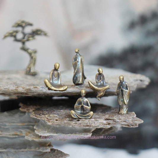 Spirituality Mini Meditation Buddha Metal Monk Serenity Home Decoration