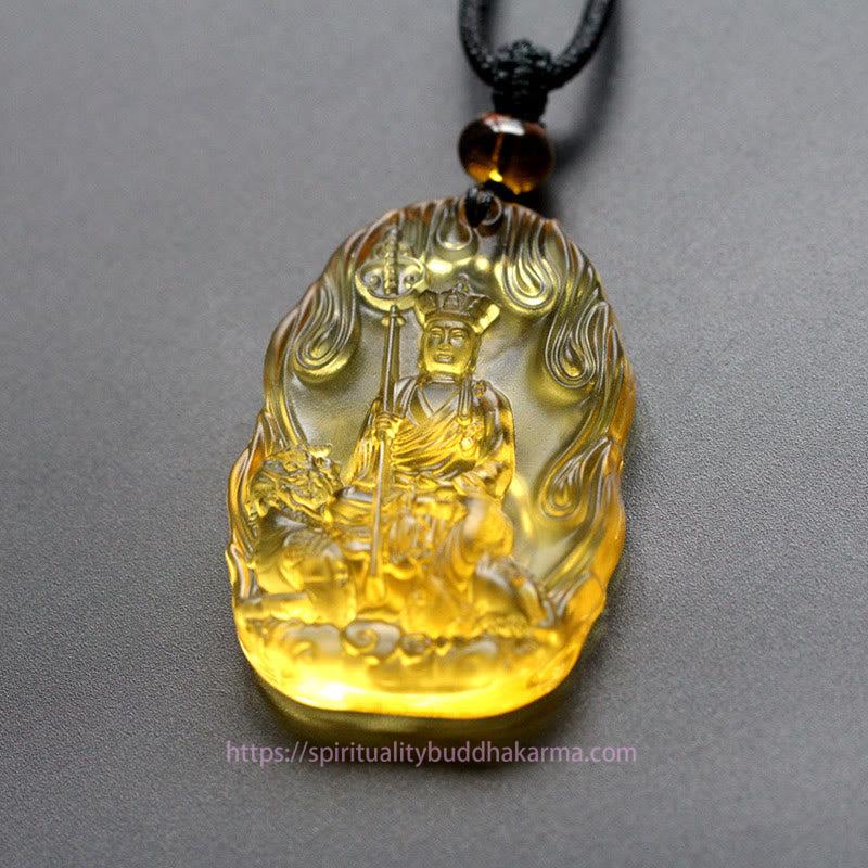 Buddha Energy Necklace Ksitigarbha Buddha Liuli Crystal Serenity Amulet Necklace Pendant