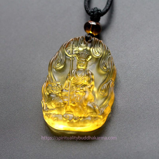 Buddha Energy Necklace Ksitigarbha Buddha Liuli Crystal Serenity Amulet Necklace Pendant