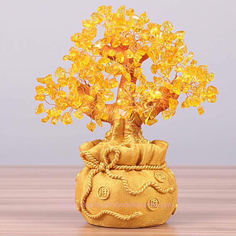Golden Energy Citrine Natural Wealth Solar Plexus Chakra (Third Chakra) Money Tree Gemstone Ornament - Feng Shui for Prosperity