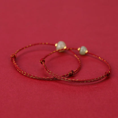 Ancient Tibetan Buddhist Red String Tradition  925 Sterling Silver Plated Gold Hetian Jade Lotus Luck Red String Bracelet