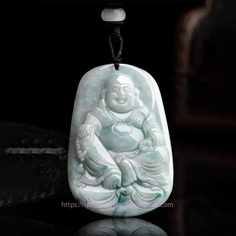 Buddha Energy Necklace Natural Jade Laughing Buddha Maitreya Buddha Luck String Necklace Pendant