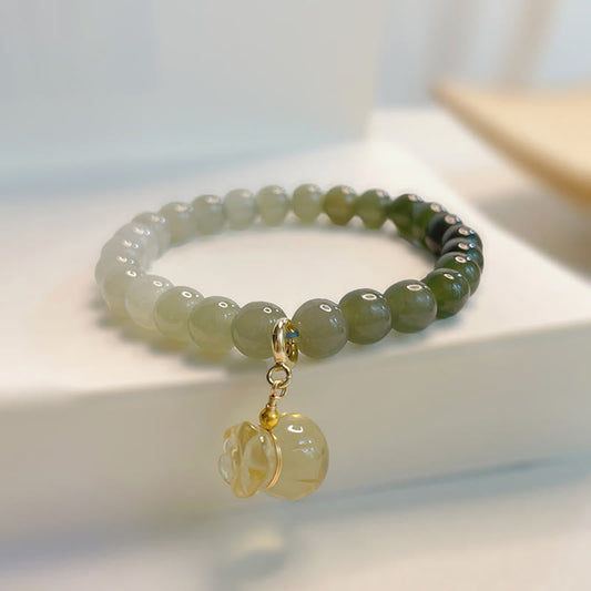 Jade  Natural Hetian Jade Money Bag Charm Bead Prosperity Bracelet