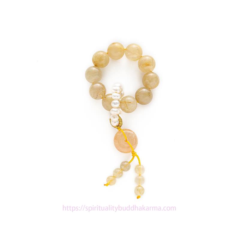 Golden Energy Citrine Wealth Solar Plexus Chakra (Third Chakra) Peace Buckle Prosperity Happiness Wrist Mala