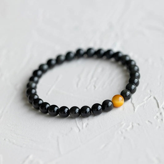 Spirituality Buddha Karma Natural Rainbow Obsidian Tiger Eye Positive Love Bracelet