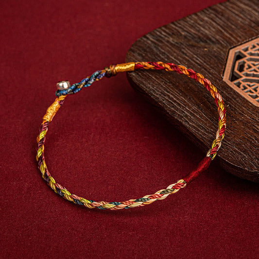Ancient Tibetan Buddhist Red String Tradition  Handmade Five Color Thread Luck Couple Child Adult Bracelet