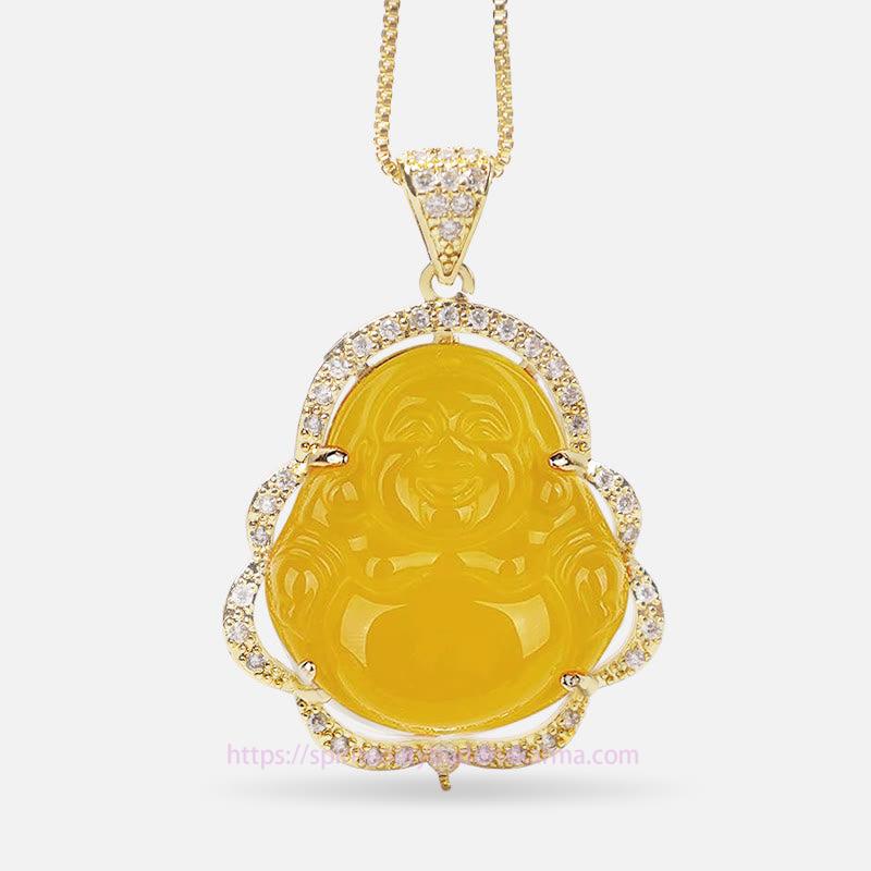 Jade  Good Luck Laughing Buddha Necklace