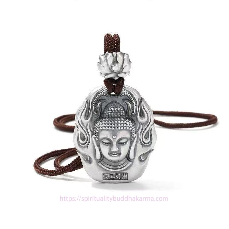 Buddha Energy Necklace Chinese Zodiac Natal Buddha Om Mani Padme Hum Lotus Compassion Necklace Pendant