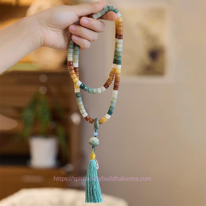 Spirituality Buddha Karma 108 Mala Beads Bodhi Seed Buddha Hand Lotus Engraved Harmony Bracelet