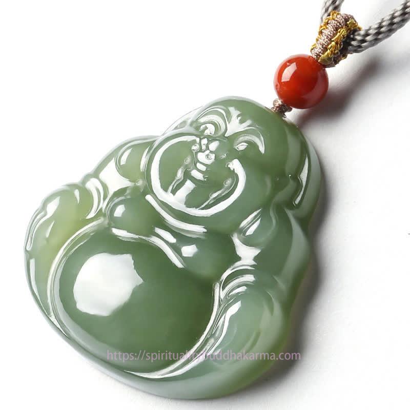 Buddha Energy Necklace Laughing Buddha Hetian Jade Abundance Necklace String Pendant