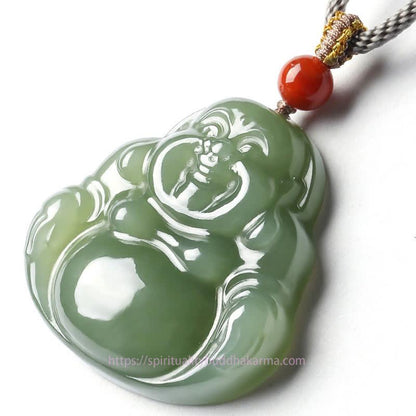 Buddha Energy Necklace Laughing Buddha Hetian Jade Abundance Necklace String Pendant