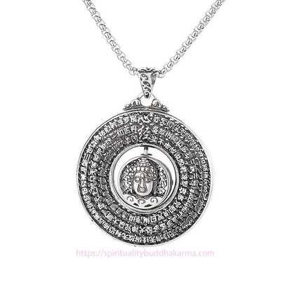 Buddha Energy Necklace Heart Sutra Buddha Carved Peace Buckle Design Serenity Rotatable Necklace Pendant