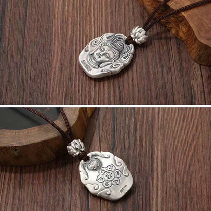 Buddha Energy Necklace Chinese Zodiac Natal Buddha Om Mani Padme Hum Lotus Compassion Necklace Pendant