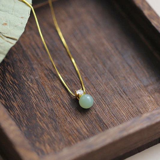 Jade  Lucky Bead Jade Prosperity Chain Necklace Pendant